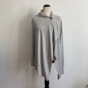 Bobeau Light Heathered Grey One-Button Cardigan: Size XL